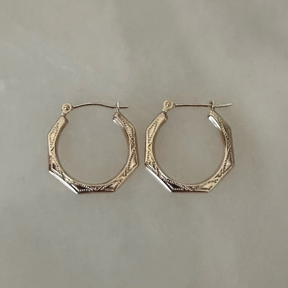 14k Solid Gold Hoop Earrings - Picture 4 of 16
